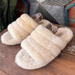 UGG Tan Fluffy Slide Sandals